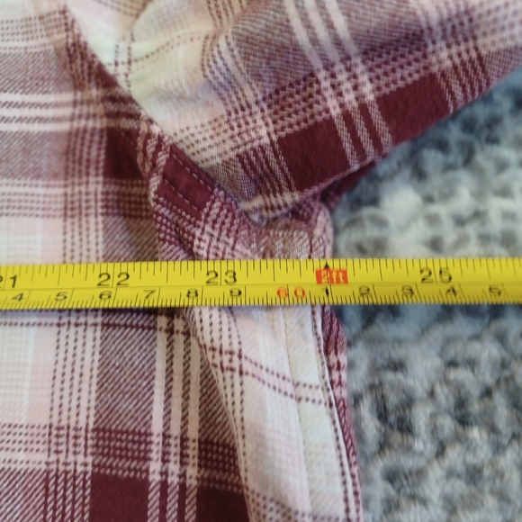 Tilley Womens XXL Burgundy, Pink And White Plaid Shirt Workwear Grunge Y2K - Picture 9 of 15